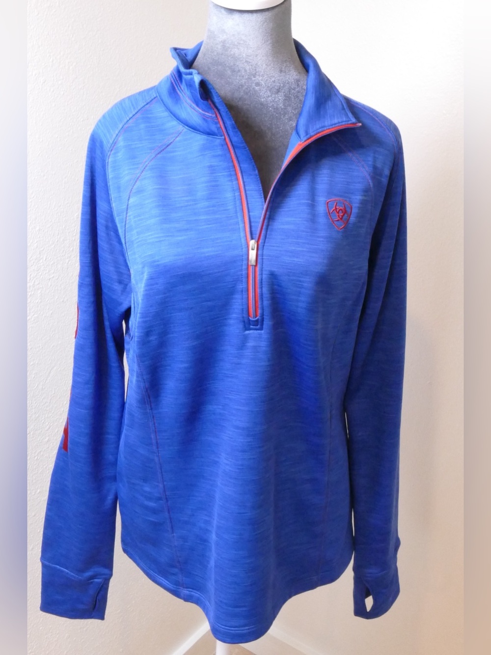 Ariat Blue Half-Zip Pullover with Red Accents